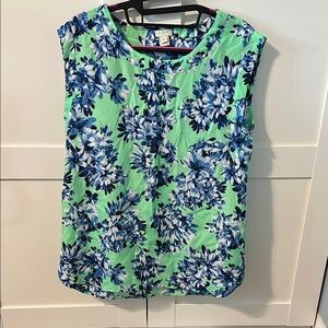 J. Crew Sleeveless Green and Blue Blouse